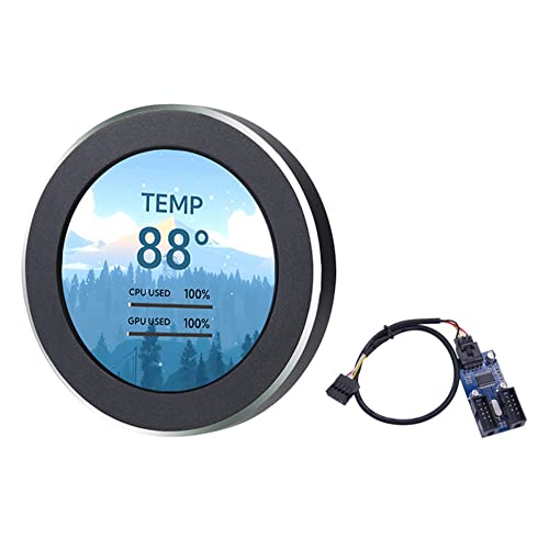 Bassulouda Sekundärbildschirm, IPS, 2,1 Zoll, 480 x 480, USB, LCD, rund, gekühlt, CPU GPU RAM HDD Überwachung, Schwarz von Bassulouda