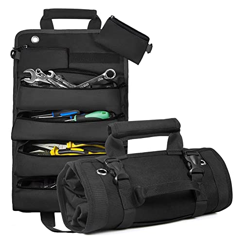 Bassulouda Werkzeug-Rolltasche, Rollwerkzeug-Organizer mit 3 Abnehmbaren, Werkzeugrolle für Mechaniker/Elektriker/Motorrad von Bassulouda
