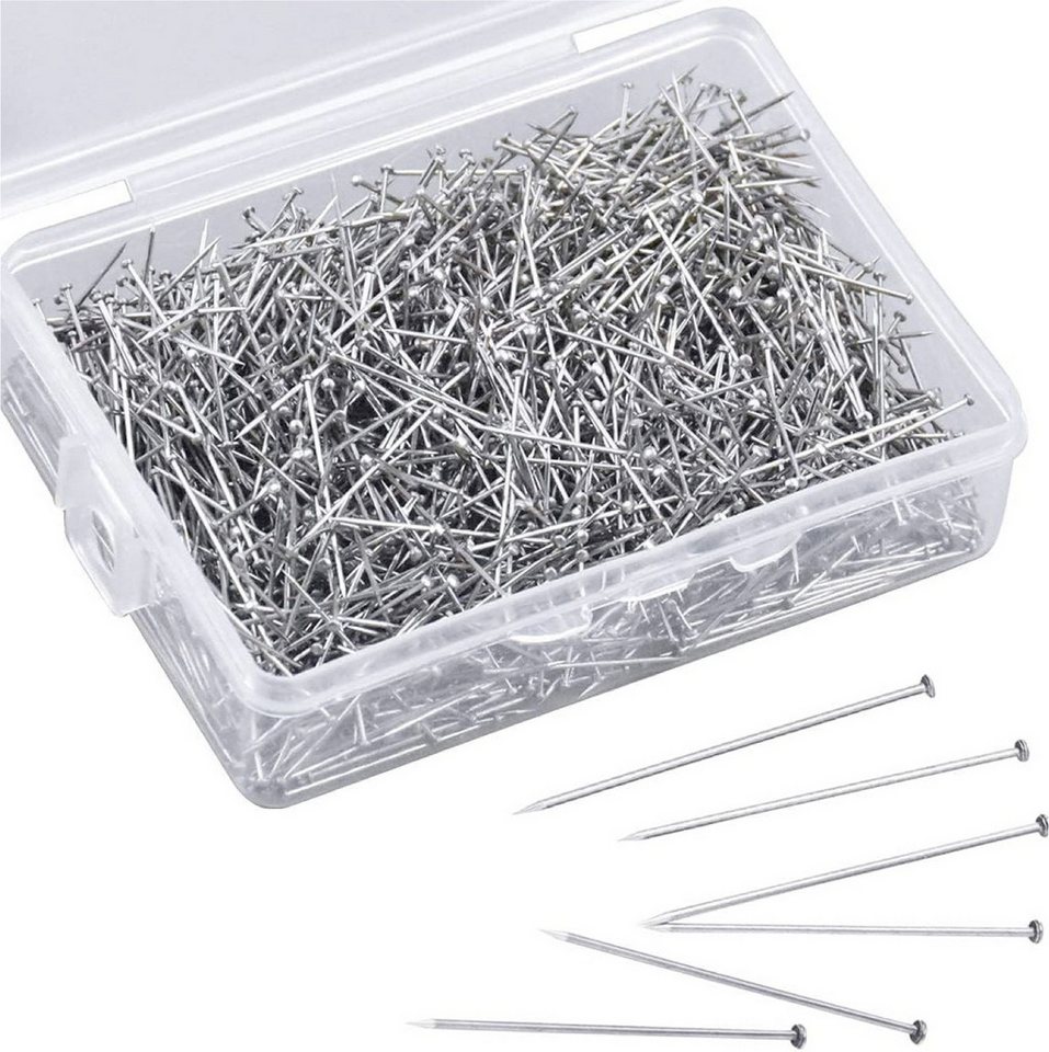 Bastelfreund® Stecknadeln 1500 Stk. 13 mm Pins in praktischer Box - Basteln Nähen Pinnwand, Set 1 St., 1500 Stk. Insgesamt, Rostfrei / in praktischer Box von Bastelfreund®