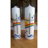 Konfirmationskerze Oder Taufkerze Mit Regenbogen von BasteltanteHeidi