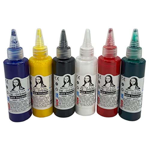 Batik Farben für T-Shirts. Batikfarben-Set 6x70 ml. Stofffarben-Set 6 Farben je 70ml. Tie-Dye Farben. Stofffarbe, Stoff Malfarben, Textilfarben, Tie-Dye, Textilmalfarben 6 x 70ml. Kinder Damen Herren von Bastelzone