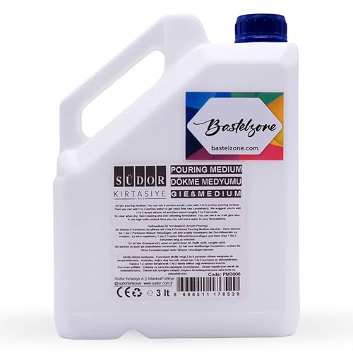 Pouring Medium 3 Liter. Gieß Medium für Fließtechnik und Gießanwendungen. Giessmedium, Gießmedium für Acrylfarben. Nicht-vergilbend, flexibel, wasserfest. Erhöht den Farbfluss. 3000 ml Pouring Medium 3 Liter. Gieß Medium für Fließtechnik und Gießanwendungen. Giessmedium, Gießmedium für Acrylfarben. Nicht-vergilbend, flexibel, wasserfest. Erhöht den Farbfluss. 3000 ml von Bastelzone