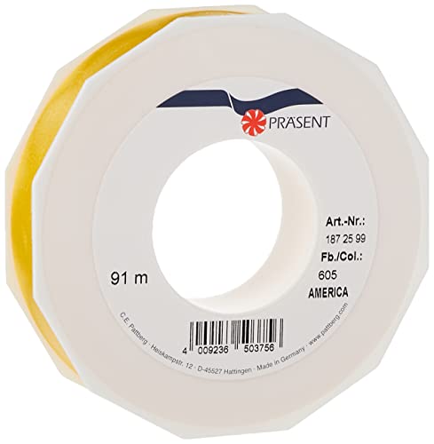 Präsent C.E. PATTBERG Geschenkband gelb, 91 Meter Ringelband 25 mm zum Basteln, Dekorieren & Verpacken von Geschenken zu jedem Anlass Präsent C.E. PATTBERG Geschenkband gelb, 91 Meter Ringelband 25 mm zum Basteln, Dekorieren & Verpacken von Geschenken zu jedem Anlass von Präsent