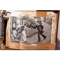 Abend - 1910S Original Druck Von Alfred Pearse Die Seemannsrückkehr Gedruckt in England Shabby Chic Dekor von BastideAntique