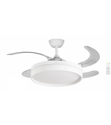 Bastilipo - Einziehbarer Deckenventilator, A-Klasse, 40W Gleichstrommotor, Fernbedienung, 36W 3-Farben-LED-Licht, FALESIA von Bastilipo