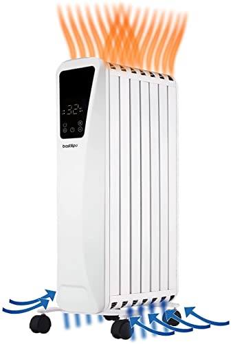 Bastilipo Fenix 2-1500 - Ölradiator - 1500 W Leistung - LED-Touchscreen - 3 Leistungsstufen - Kamineffekt - 7 Elemente, Weiß von Bastilipo