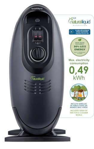 Bastilipo - MR-ECOFLUID-9 - Umweltfreundlicher Mini-Heizkörper mit H2O Natural Liquid, Leistung 900 W, 9 Heizelemente, c/Thermostat, schwarz von Bastilipo