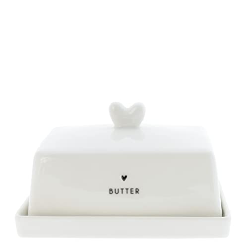 BC Butterdose BUTTER Heart Keramik weiß schwarz Küchenaccessoires Kochen Aufbewahrung gedeckter Tisch von Bastion Collections