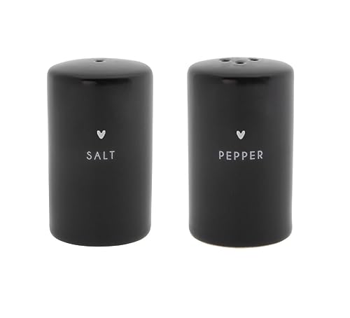 BC Salz und Pfeffer Streuer Set Heart Keramik matt schwarz weiß Küchenaccessoires gedeckter Tisch Salt and Pepper BC Salz und Pfeffer Streuer Set Heart Keramik matt schwarz weiß Küchenaccessoires gedeckter Tisch Salt and Pepper von Bastion Collections