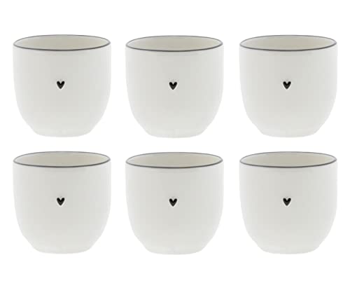 Bastion Collections 6er Set Eierbecher Heart mit kleinem schwarzen Herz H. 6cm von Bastion Collections