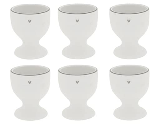 Bastion Collections 6er Set Eierbecher mit grauem kleinen Herz, H 6cm, Ø 5 cm von Bastion Collections