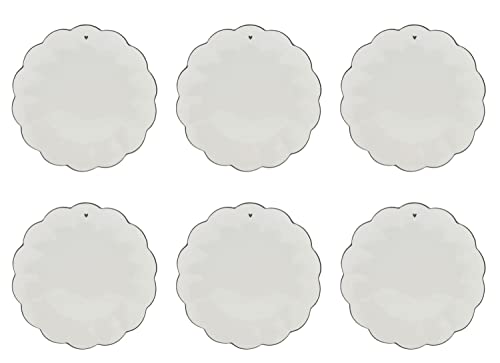 Bastion Collections 6er Set Kuchenteller Ruffle Heart mit schwarzem Herz D. 19cm von Bastion Collections