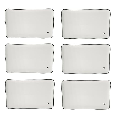 Bastion Collections 6er Set Servierplatten Teller Heart rechteckig 22x13cm von Bastion Collections