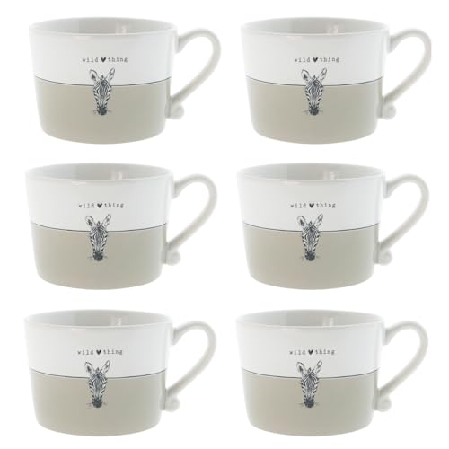Bastion Collections 6er Set Tassen, Becher WILD THING TITANE mit Zebra 300ml von Bastion Collections