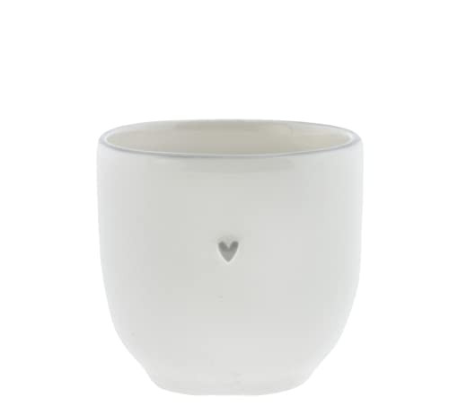 Bastion Collections BC Eierbecher Little Heart Keramik weiß grau H5cm Keramik handbemalt Küche Gedeckter Tisch BC Egg Cup von Bastion Collections