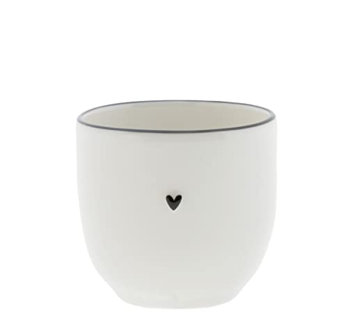 Bastion Collections BC Eierbecher Little Heart Keramik weiß schwarz H5cm Keramik handbemalt Küche Gedeckter Tisch BC Egg Cup von Bastion Collections