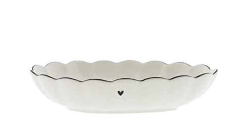 Bastion Collections Bowl Egg Ruffle Heart Keramik weiß schwarz 14x13cm Snack- oder Beilagenschale Keramikgeschirr gedeckter Tisch von Bastion Collections