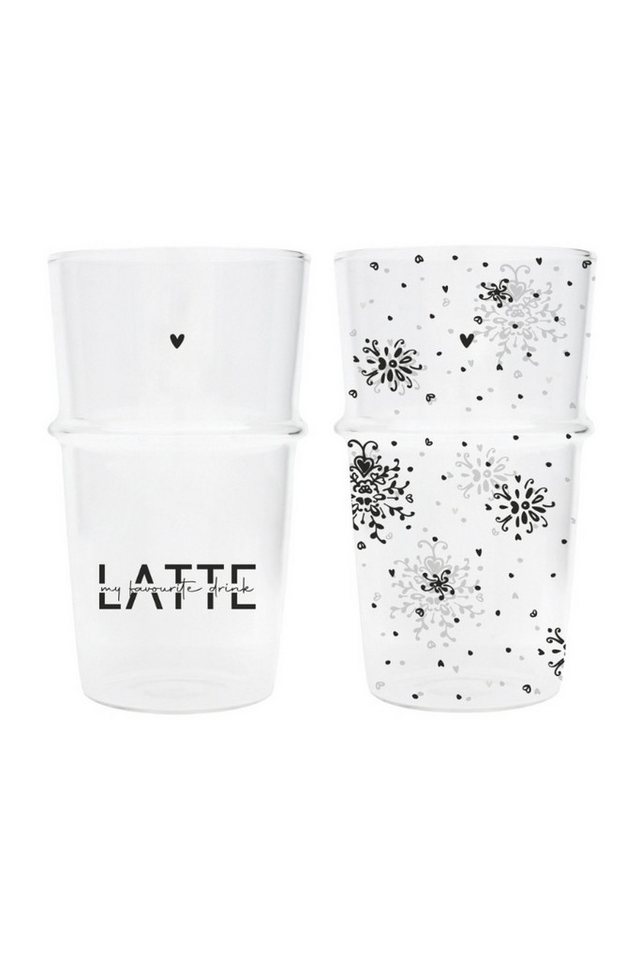 Bastion Collections Geschirr-Set Latte Macchiato Glas 2er Set - LATTE/FLOWER - transparent von Bastion Collections