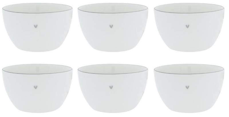 Bastion Collections Müslischale graues Herz, Keramik, Spülmaschinengeeignet, Weiß, Motiv: Herz von Bastion Collections