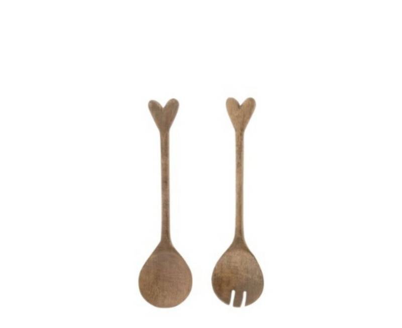 Bastion Collections Salatbesteck Set Herzform von Bastion Collections aus Holz, Mangoholz von Bastion Collections