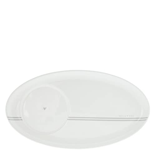 Bastion Collections Servierplatte Unterteller Hello oval graue Streifen 25x14cm von Bastion Collections