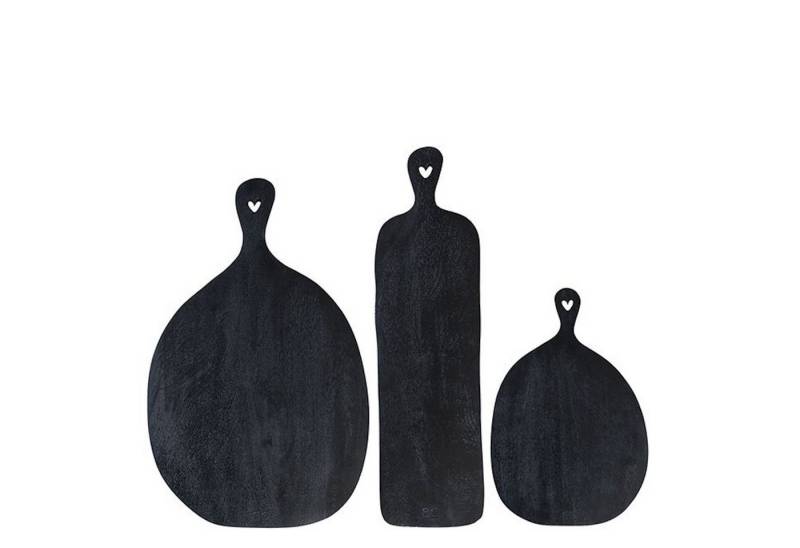 Bastion Collections Servierteller Schwarzes Herz, Holz, Nur Handwäsche, Schwarz, Motiv: Herz von Bastion Collections
