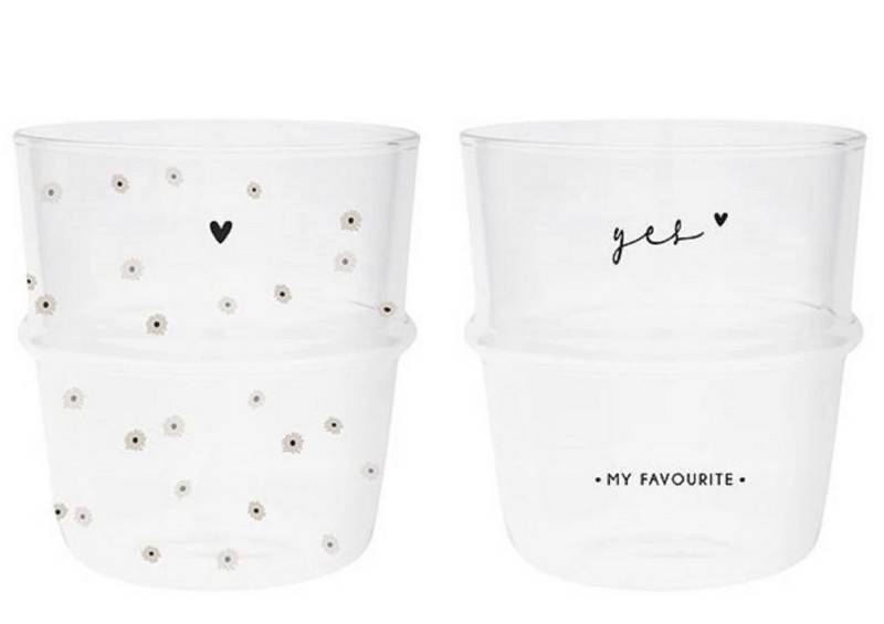 Bastion Collections Tasse Bastion Collections 2er Set Wasser Trink Glas Gläser Herz Herz Blumen von Bastion Collections