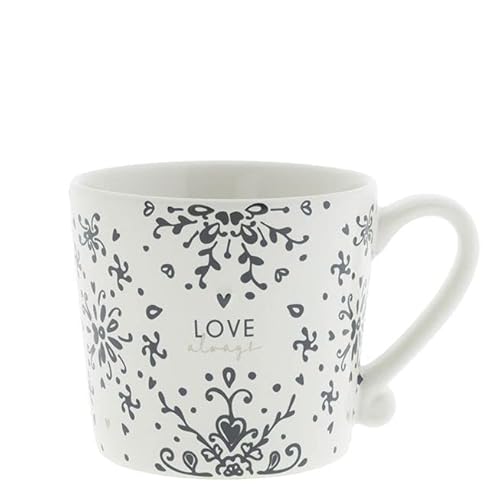 Bastion Collections Tasse LOVE ALWAYS weiß mit schwarzen Ranken für 220ml von Bastion Collections