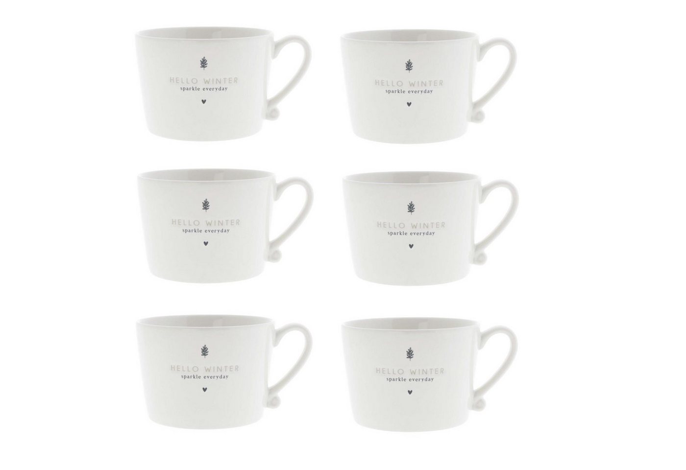 Bastion Collections Tasse Schwarzes Herz, Keramik, Spülmaschinengeeignet, Weiß, Motiv: Winter von Bastion Collections