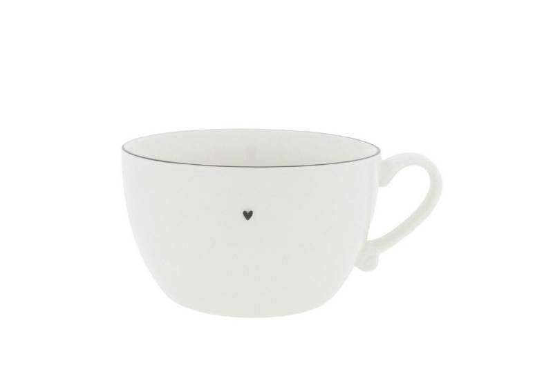 Bastion Collections Tasse Schwarzes Herz, Keramik, Spülmaschinengeeignet, Weiß, Motiv: schwarzes Herz von Bastion Collections