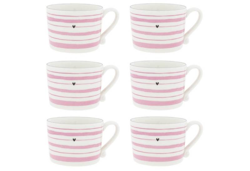 Bastion Collections Tasse Watercolour Stripes, Keramik, Spülmaschinengeeignet, Weiß, Motiv: Streifen von Bastion Collections