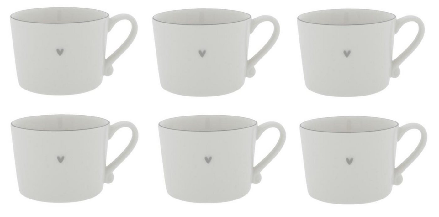 Bastion Collections Tasse Graues Herz, Keramik, Spülmaschinengeeignet, Weiß, Motiv: Herzen Bastion Collections Tasse Graues Herz, Keramik, Spülmaschinengeeignet, Weiß, Motiv: Herzen von Bastion Collections