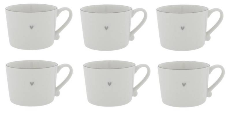 Bastion Collections Tasse Graues Herz, Keramik, Spülmaschinengeeignet, Weiß, Motiv: Herzen Bastion Collections Tasse Graues Herz, Keramik, Spülmaschinengeeignet, Weiß, Motiv: Herzen von Bastion Collections