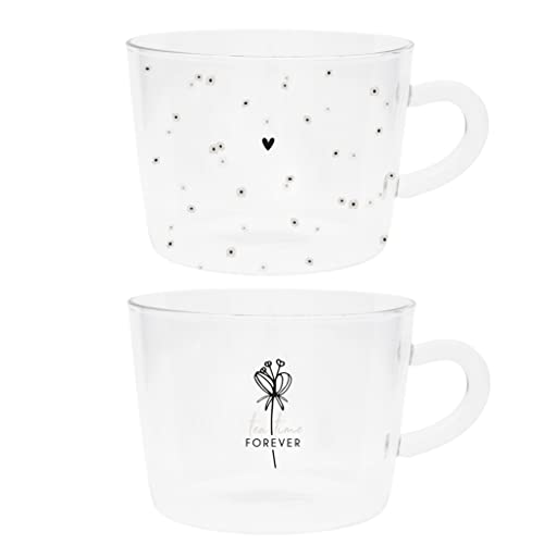 Bastion Collections Teeglas-Set Daisies & tea time FOREVER 2tlg. versch. Motive Glas transparent schwarz bedruckt gedeckter Tisch von Bastion Collections