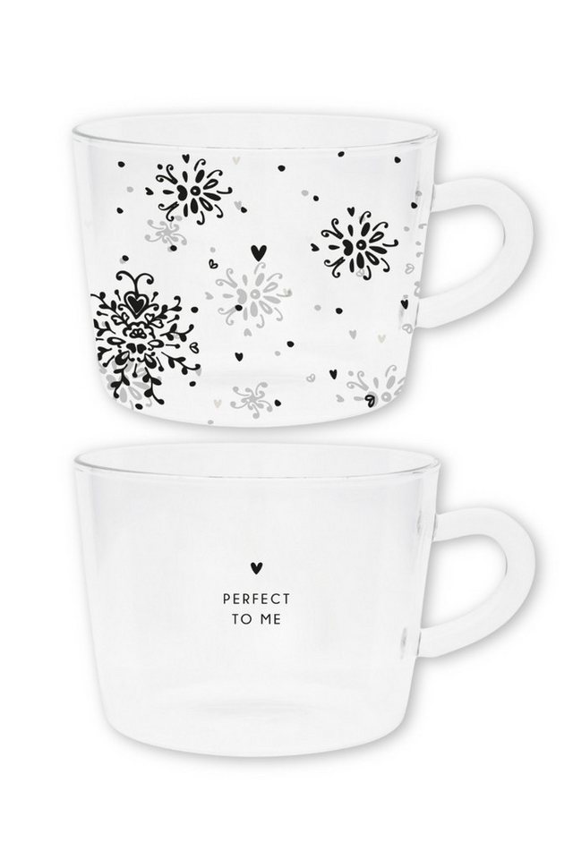 Bastion Collections Teeglas Teeglas mit Henkel 2er Set - PERFECT TO ME/FLOWER - transparent von Bastion Collections