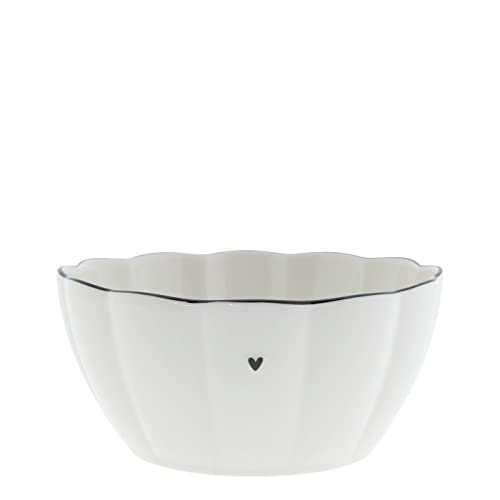 Bowl Ruffle Heart Keramik weiß schwarz D15cm Keramikschale Müslischale BC Bowl Küche gedeckter Tisch von Bastion Collections