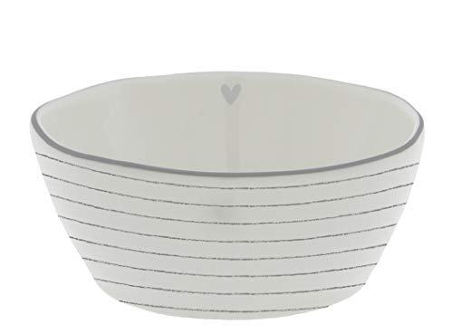 Bowl Sauce Stripes little Heart Keramik weiss Streifen grau BC Dip Schälchen Snack Keramikgeschirr Gedeckter Tisch Küche von Bastion Collections