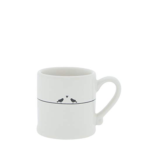 Espressotasse Love Birds Keramik weiss schwarz Keramikgeschirr BC Espresso Kaffeetasse Gedeckter Tisch von Bastion Collections