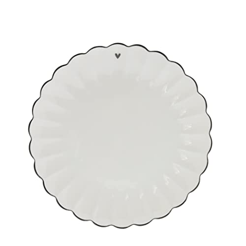 Frühstücksteller weiß gewellt Rand schwarz D. 23 cm Bastion Collection von Bastion Collections