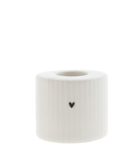 Kerzenhalter Relief Heart rund Keramik weiß D5cm LI/Candle 007 WH Kerzenständer Candleholder von Bastion Collections