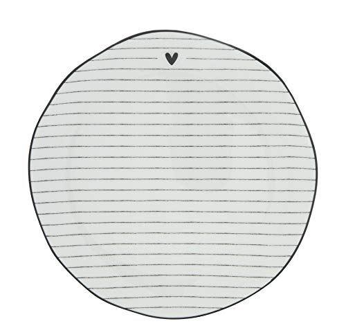 Kuchenteller Stripes little Heart Keramik weiss schwarze Streifen D16cm Keramikgeschirr kleiner Kuchenteller BC Cake Plate Küche Gedeckter Tisch von Bastion Collections