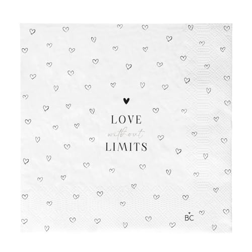 Papierservietten LOVE without LIMITS weiß 33x33cm Einwegservietten ZA/NAPKIN 045 L BL (1 Packung/Inhalt 20 Servietten) von Bastion Collections