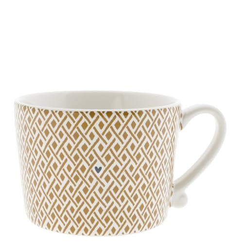 Tasse mit Henkel Little Check Keramik weiß karamell RJ/CUP 112 BC Keramikgeschirr gedeckter Tisch von Bastion Collections