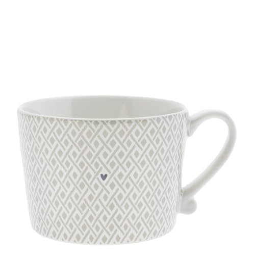 Tasse mit Henkel Little Check Keramik weiß titane RJ/CUP 112 BT Keramikgeschirr gedeckter Tisch von Bastion Collections