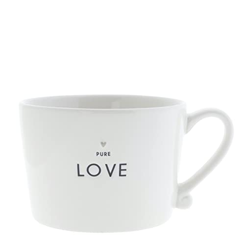 Tasse mit Henkel PURE LOVE Keramik weiß schwarz Keramiktasse Geschirr Küche gedeckter Tisch BC Cup von Bastion Collections