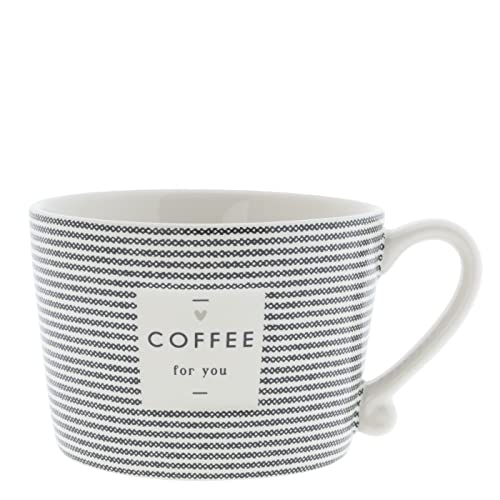 Bastion Collections Tasse mit Henkel Stripes COFFEE for you Keramik weiss schwarz Keramiktasse Geschirr Küche gedeckter Tisch BC Cup von Bastion Collections