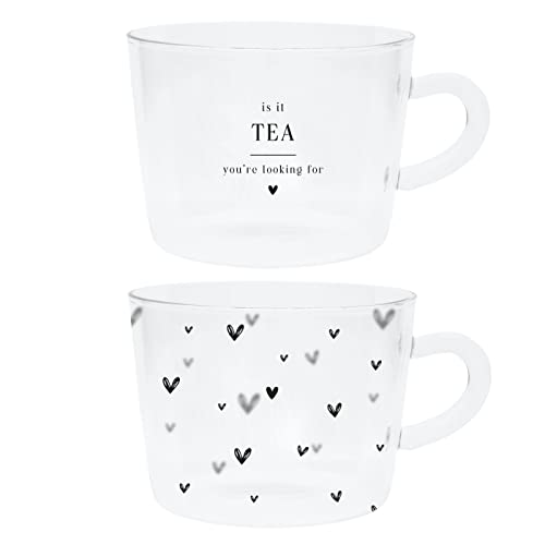 Teeglas-Set Hearts & is it TEA Glas klar schwarz bedruckt 2tlg. versch. Motive gedeckter Tisch Küche von Bastion Collections