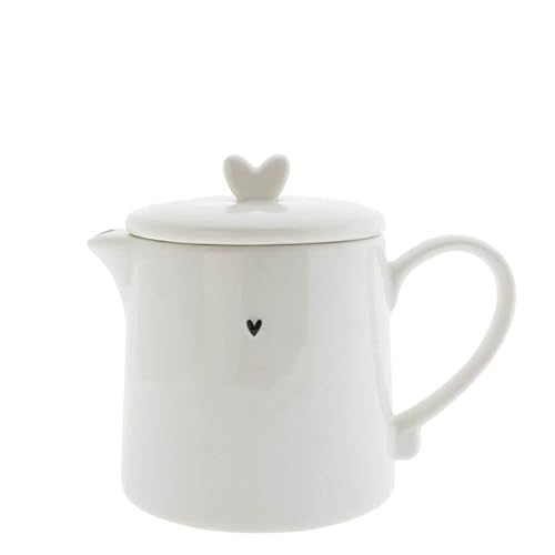 Teekanne HEART weiß mit schwarzem Herzmotiv 1000ml Bastion Collections von Bastion Collections