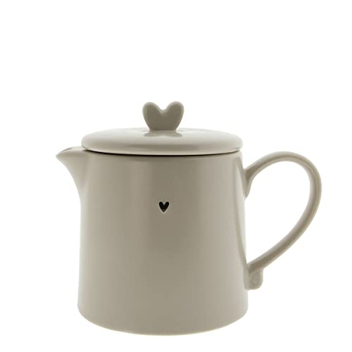 Teekanne Matt Titane little Heart Keramik matt beige schwarz BC Teapot Küche gedeckter Tisch von Bastion Collections