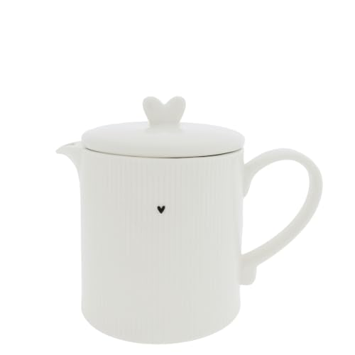 Teekanne Relief Heart Keramik weiß schwarz H16cm LI/TEAPOT HE 008WH Keramikgeschirr gedeckter Tisch von Bastion Collections